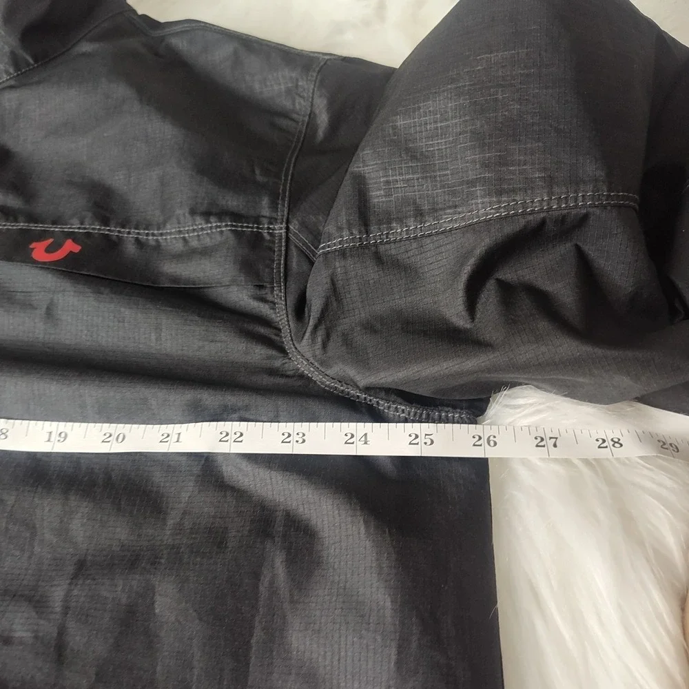 True Religion Windbreaker Jacket Men 2XL Black Red‎ Ripstop Full Zip Horseshoe